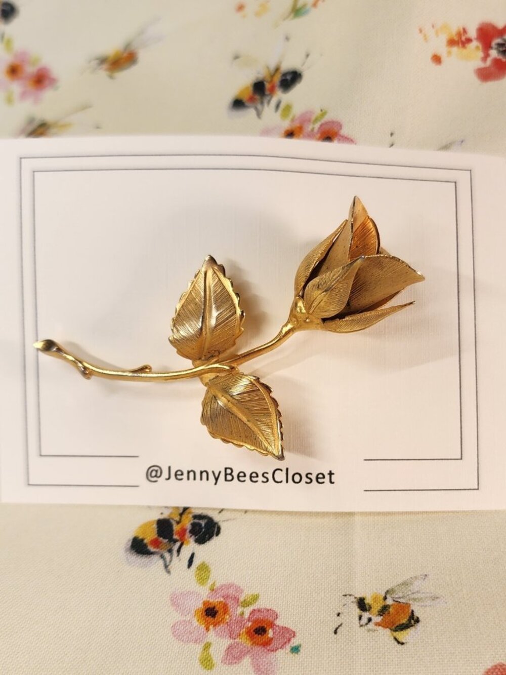 VINTAGE Giovanni "One Rose" Gold-Tone Brooch 1960s